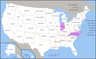 Two states held primary elections on Super Tuesday III. Purple represents states holding elections for both parties (2). Super Tuesday III 2008.svg