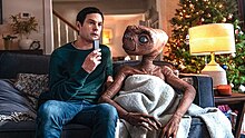 Elliott and E.T. during a scene in the short film sequel A Holiday Reunion (2019). Elliott and E.T. in A Holiday Reunion (2019).jpg