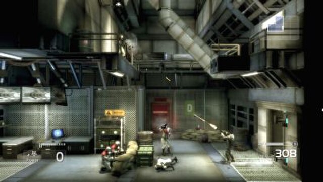 Shadow Complex uses a 2.5D design, with the player moving about levels like a side-scrolling video game but required to dispatch enemies in three dime