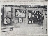Installation shot of the Matisse room, 1913 Armory Show, published in the New York Tribune (p. 7), February 17, 1913. From the left: Le Luxe II, 1907–08, Statens Museum for Kunst, Copenhagen; "Blue Nude (Souvenir de Biskra)", 1907, Baltimore Museum of Art; L'Atelier Rouge, 1911, Museum of Modern Art, New York City