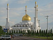 The Nur-Astana Mosque in the capital Astana. Islam is the majority religion in the country. Nur Astana Mosque.jpg