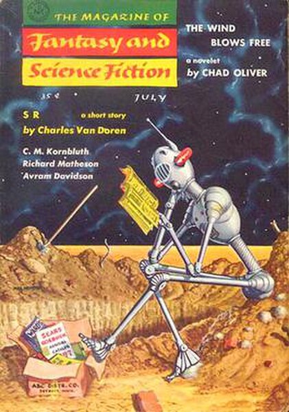 One of Mel Hunter's series of robot covers which began in 1955. This example is from the July 1957 issue.