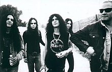 From left to right: Mike Inez, Eric Dover, Slash, Gilby Clarke and Matt Sorum.