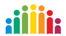 ASPC's logo, a row of rainbow-colored figures of varying heights forming an arch