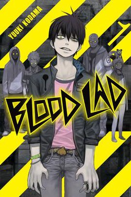 Cover of the first manga volume featuring Staz Charlie Blood (center) and the supporting characters (background)