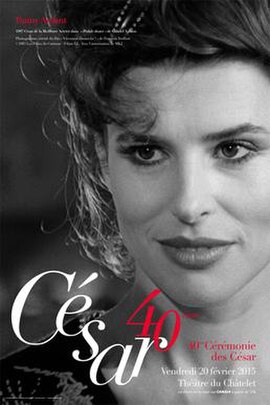 The official César Award poster features French actress Fanny Ardant, in the 1983 film Vivement dimanche !