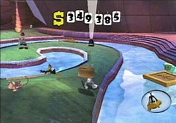 The various elements of Looney Tunes: Back in Action (GameCube version) in the Las Vegas world are shown.