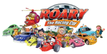 The characters for series 1-2 (from left to right): FB (Trucksy in the US), Zippee, Tin Top, Dinkie, and Mr. Carburettor (behind Tin Top), Hellie, Maxi, Big Chris, Rusty (behind Big Chris), Roary, Marsha, Flash (Furzz in the US), Cici (Zizzy in the US), Drifter (Dragga in the US), Plugger (Lugga in the US), and Farmer Green (except Molecom). RoaryTheRacingCarFullCharacters.png