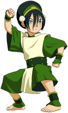 Toph from avatar: the last airbender in a rainy night