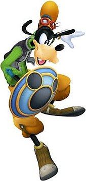 Goofy, as he appears in the Kingdom Hearts series. His attire was designed by Tetsuya Nomura.