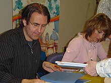 Svein Nyhus at a book signing with Princess Martha Louise of Norway in Minnesota, April 15, 2006 Svein Nyhus and Martha Louise in Minnesota 2006.jpg