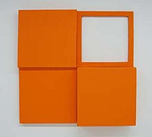 Corey Postiglione, 4 units orange, acrylic/canvas, 3 x 3 ft., 1973. 4 units orange, 1973, painting, Corey Postiglione.jpg