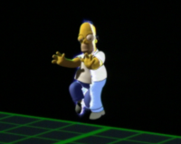 In what Bill Oakley considers the "money shot", Homer steps into the 3D world THOH6 - 3D transition.png