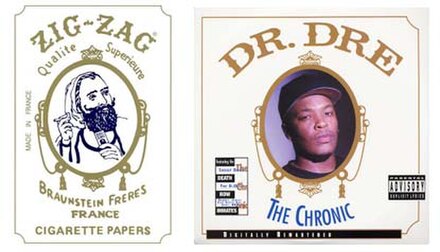 Comparison of Zig-Zag rolling papers with The Chronic album cover
