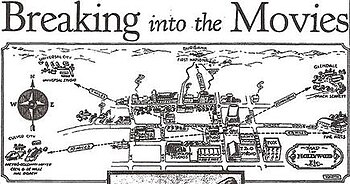 "Map of Hollywood" from Jan. 1927 Photoplay article showing directions to studios from Hollywood Studio Club Breaking into the Movies.jpg