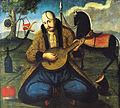 Cossack the bandura-player by an anonymous folk artist. Oil on canvas. 19th century.