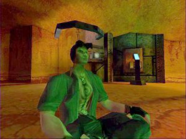 A screenshot from the 1997 build of the game showing the main character "Talon Brave"