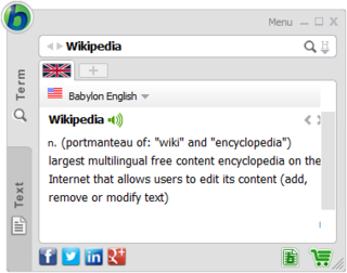 <span class="mw-page-title-main">Babylon (software)</span> Computer dictionary and translation program