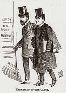 Caricature of Solomon (r) with Richard D'Oyly Carte, 1891 Carte-solomon.jpg