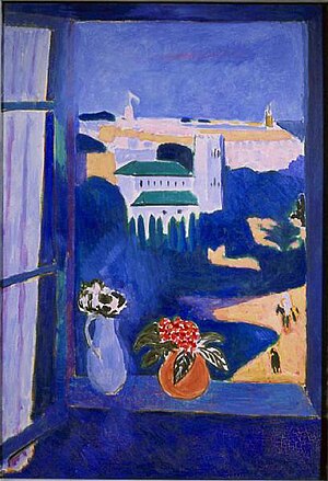 Henri Matisse, 1911-12, La Fenêtre à Tanger (Paysage vu d'une fenêtre Landscape viewed from a window, Tangiers), oil on canvas, 115 x 80 cm, Pushkin Museum.jpg