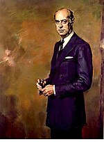 Portrait of Laureano López Rodo by Ricardo Macarron, 1974, oil on canvas