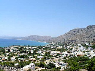 Pefkos human settlement in Greece