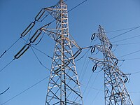 Transmission lines in Romania. Romanian electric power transmission lines.jpg