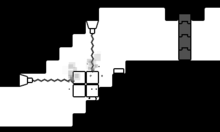 Qbby uses boxes to shield himself from the lasers. He can then detach and drop the boxes on the switch to open the door ahead. Boxboy screenshot.png