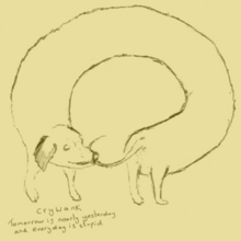 Drawing of a Dachshund eating it's own tail