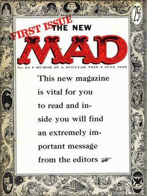 With issue 24 (July 1955), Mad switched to a magazine format. The "extremely important message" was "Please buy this magazine!".