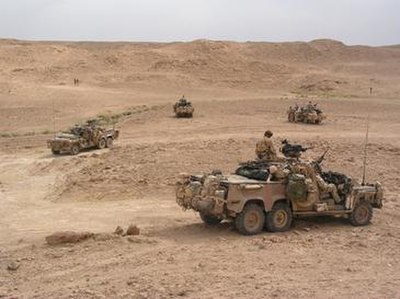 A Long Range Patrol Vehicle-mounted SASR patrol in western Iraq