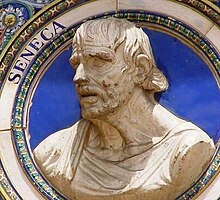 Seneca the Elder compiled a study of the classic themes in his ten volumes of Controversiae. Seneka Starszy Sevilla cropped.JPG