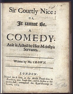 <i>Sir Courtly Nice</i> 1685 play