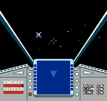 Looking out from the ship's cockpit at an enemy. Star Luster game screenshot.png