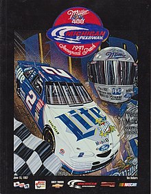 The 1997 Miller 400 program cover, featuring Rusty Wallace.