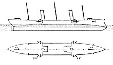 Profile and plan drawing of D'Estrees from the 1901 edition of The Naval Annual D'Estrees-class drawing.jpg