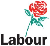 The Labour Party logo under Kinnock, Smith and Blair's leaderships Old Logo Labour Party.svg