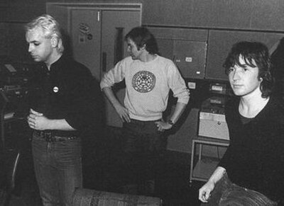 Tubeway Army's line-up for most of their recordings (L to R): Gary Numan, Jess Lidyard and Paul Gardiner