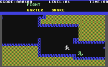 At the start of the game, fighting a garter snake Gateway To Apshai Screenshot.png