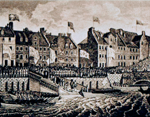 The original bakery on The Shore is the third building from the left in this print, showing a visit by King George IV in 1822. King George IV lands at The Shore, Leith.png