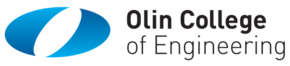 Slovní známka Olin College of Engineering.  Vlevo je stylizované modré písmeno „O“, napravo název „Olin College of Engineering“.