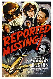 <i>Reported Missing</i> 1937 American thriller film directed by Milton Carruth