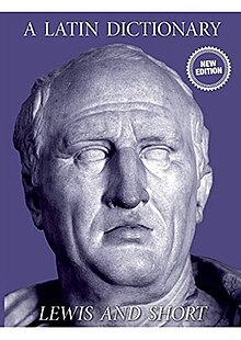 Cover of "A Latin Dictionary", featuring a bust of Cicero.
