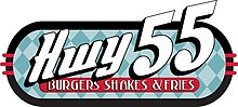Former logo, still seen at multiple locations Hwy 55 Burgers, Shakes & Fries logo.jpg