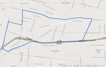Map of Mid-City as delineated by the Los Angeles Times Map of Mid-City, Los Angeles, California.png