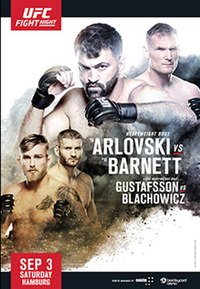 A poster or logo for UFC Fight Night: Arlovski vs. Barnett.
