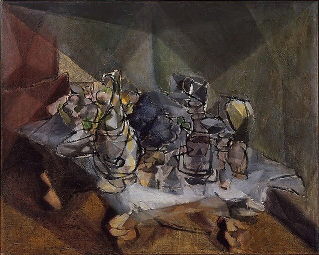 Jacques Villon, 1912, The Dining Table, oil on canvas, 65.7 × 81.3 cm, Metropolitan Museum of Art, New York