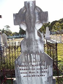 Thomas Campbell's headstone, 2012 Headstone at West End Cemetery.jpg