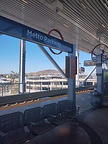 A picture of the new light rail station at Metro Parkway.