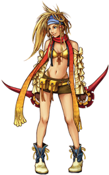 Rikku, as she appears in Final Fantasy X-2. Her design change was the subject of discussion for her designers and critics. Rikku X2.png